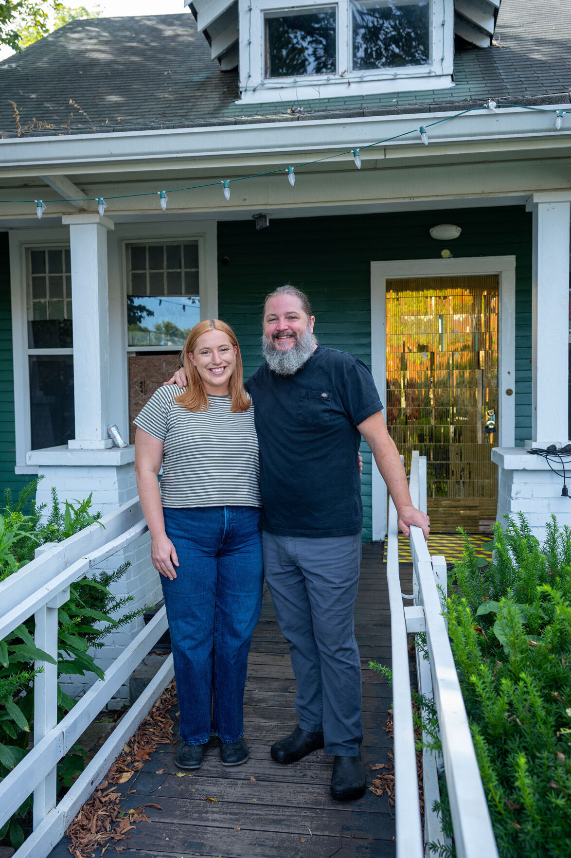 Emma and Chris Biard in front of the forthcoming new location of S.S. Gai